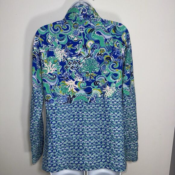 Lilly Pulitzer UPF 50+ Skipper Blue Grotto Sirens & Spirits Popover Women Medium - Picture 4 of 6